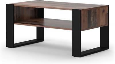 Vicco Olli Salontafel – 92 x 52.4 cm met plank Antiek hout