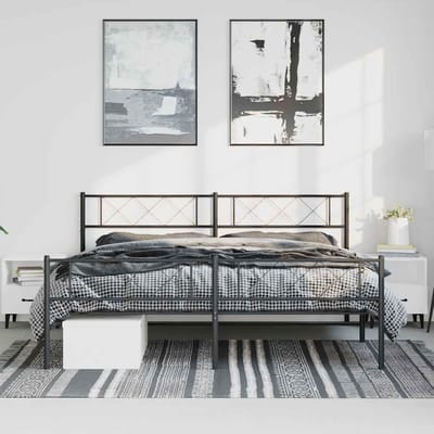 vidaXL - Bedframe - met - hoofd- - en - voeteneinde - metaal - zwart - 183x213 - cm