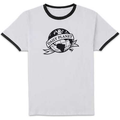 DC Comics Superman Daily Planet Unisex Ringer T-Shirt - White/Black - S