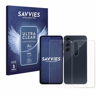 Savvies - Screenprotector voor Samsung Galaxy A55 5G (Voor+Achter) - Folie Beschermfolie transparant 6 Stuks