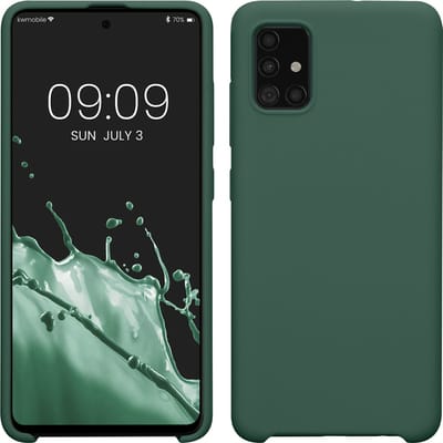 kwmobile telefoonhoesje geschikt voor Samsung Galaxy A51 - Hoesje met siliconen coating - Smartphone case in dennengroen