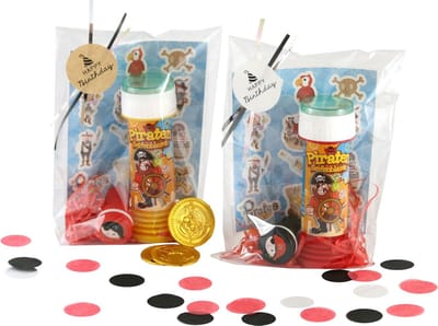 25 Uitdeelzakjes / Traktatie zakjes + 25 Stickers Happy Birthday - Kraft - Zwart - Wit - Feesthoed - 2 assorti | School traktaties - Cellofaan zakjes - Transparant - Uitdelen | Peuterspeelzaal - Kinderopvang - Bedrijf | DH collection