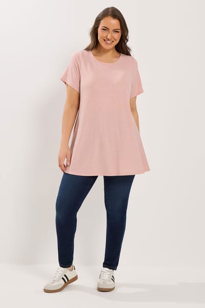 Yours Roze Glanzend Swing Tshirt Size 44