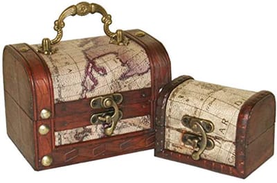 Set van 2 Kleurrijke Houten Kaartenkisten voor Organisatie
