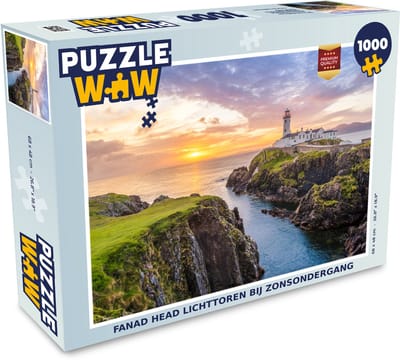 Puzzel Fanad Head lichttoren bij zonsondergang - Legpuzzel - Puzzel 1000 stukjes volwassenen