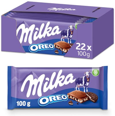 Milka Chocolade Reep Oreo - Doos 22 x 100 gram - Chocoladerepen en Tabletten - Voorraad - Verjaardag Cadeau Vrouw of Man - Geschenkset voor Man en Vrouw
