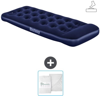 Bestway luchtbed - 1-Persoons - 76 x 185 x 28 cm - Blauw - Inclusief pomp en Hoeslaken