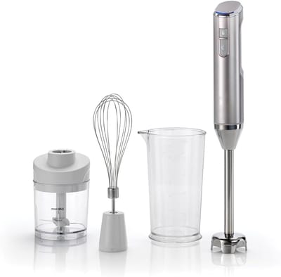 Staafmixer Set - Hakmolen - Groentesnijder - Soepmaker - Draadloos - Zilver