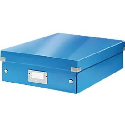 Leitz Wow Click & Store Middelgrote Opbergdoos - 85% Gerecycled Karton - Ruimtebesparende Sorteerdoos met Vakjes - 28.1 x 10 x 37 Cm (BxHxD) - Blauw