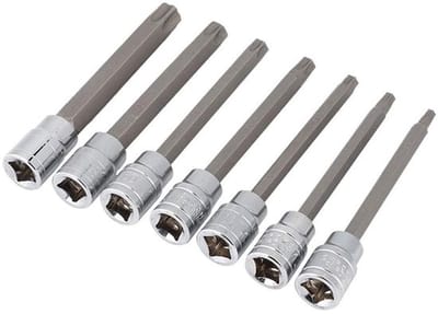 Torx-bit-socketset - 7 stuks - Perfect voor moeilijk bereikbare plaatsen - 3/8 inch - Stevige kwaliteit - Hoogwaardig gereedschap - Voo..