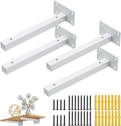Set van 4 Wandmontage Hoekplanken van Metaal - Drijvende Planken voor Thuisdecoratie en Opslag (25cm)