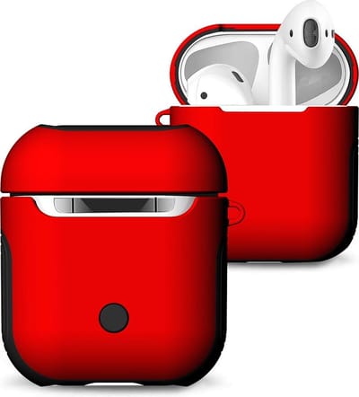 AirPods hoesjes van By Qubix - AirPods 1/2 hoesje soft grip - hard case - rood - Schokbestendig Airpods Case Hoesje voor Airpods Airpods 1 Airpods 2