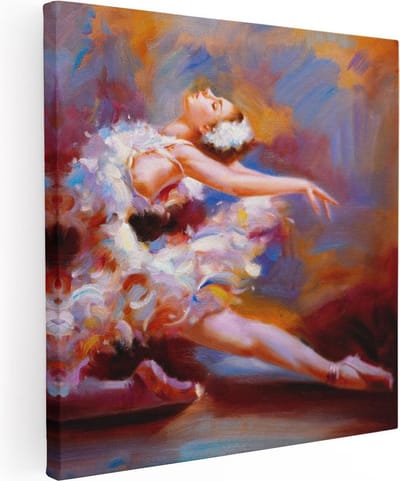 Artaza Canvas Schilderij Danseres - 30x30 cm - Klein - Wanddecoratie Ballet - Muurdecoratie Vrouw - Schilderijen Op Canvas Woonkamer