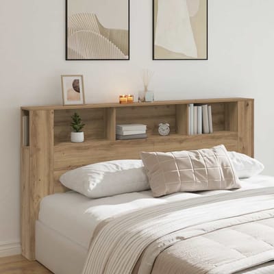 vidaXL - Hoofdbordkast - 200x18,5x102,5 - cm - bewerkt - hout - artisanaal - eiken