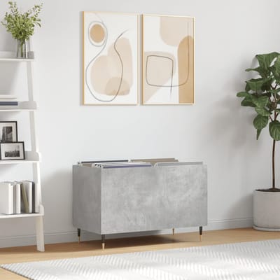 vidaXL - Platenkast - 74,5x38x48 - cm - bewerkt - hout - betongrijs