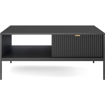 Selsey Vellore - Koffiebank 104x68 cm - zwart met geribbelde voorkant en gouden handgreep
