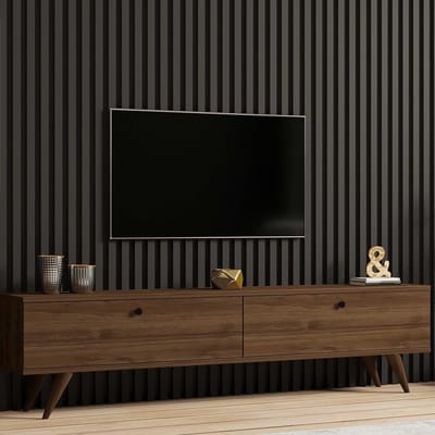 Asir - TV-standaard - Okkernoot - 100% met melamine gecoat spaanplaat - 160 x 40 x 25 cm
