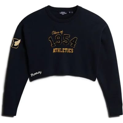 Superdry - Korte Varsity trui met ronde hals - Dames - Sweaters