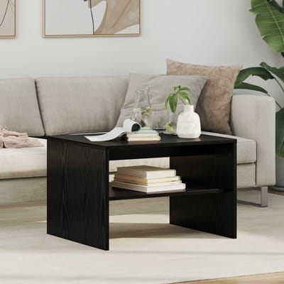 vidaXL - Salontafel - Zwart - Eiken - 60 - x - 50 - x - 40 - cm - Bewerkt - hout