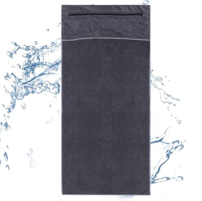 Zweethanddoek Microfiber - Sport Handdoek - Fitness Yoga - Verborgen Ritsvak - 140x70 cm - Grijs