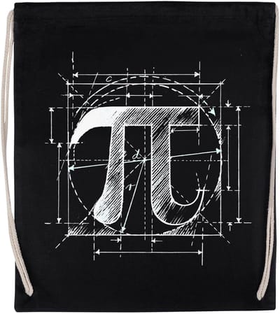 Sporttas Pi-Symbool - Gymtas Trekkoord - Sport Reizen Strand - Milieuvriendelijk Waterbasis - 49x37 cm - Zwart