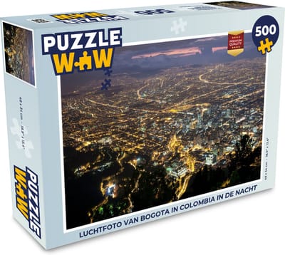 Puzzel Luchtfoto van Bogota in Colombia in de nacht - Legpuzzel - Puzzel 500 stukjes
