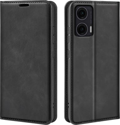 MobyDefend Hoesje - Geschikt voor Motorola Moto G55 - Luxe Wallet Bookcase (Magnetische Sluiting) - Zwart