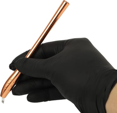 Microblading Pen 12F - Set van 10 - Rose Goud - 0.25 mm Precisie - Met Spons voor Pigmentbewerking - GGD Goedgekeurd