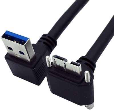 Store_9 - Micro USB 3.0 kabel - 90 graden hoek - 25 cm - met locking screw - USB 3.0 - dataoverdracht - geschikt voor smartphones en tablets