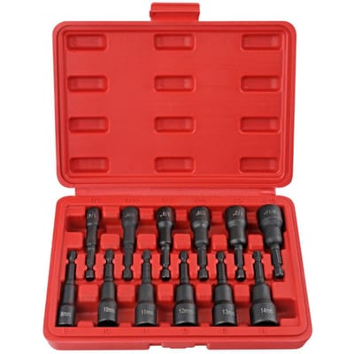 12-delige Magnetische Moeraandrijver Set, Chroom-Vanadium Staal Impact Kracht Zeskant Moeraandrijver Boorbit Master 0