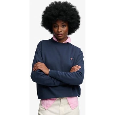 Superdry Essential Heritage Crew Sweater Relaxed Pasvorm Blauw Grootte: 44