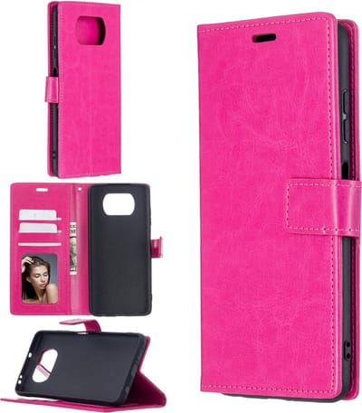 Bookcase Geschikt voor: Xiaomi Poco X3 / X3 Pro - Roze - portemonene hoesje