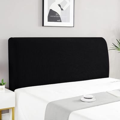Rekbare Hoofdbordhoes, Beschermende Hoes voor Gestoffeerd Hoofdbord, Zwart, 200-220 cm, Ideaal voor Slaapkamer en Interieurdecoratie