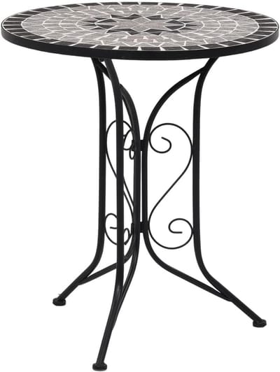 Mozaïek Bistrotafel - Balkon Tafel Tuin - Buiten Zitten - Keramisch Tafelblad - 61 x 71 cm - Grijs Zwart