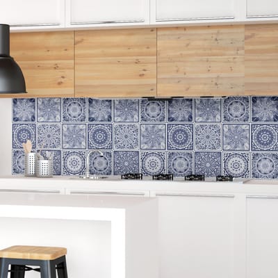 Zelfklevende tegelmuurstickers voor keuken en badkamer - 9 etnische Metztli tegelstickers - 9 stickers 10x10cm