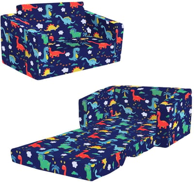 Dailygoody - Klapbank voor kinderen - 2-in-1 stoel - Comfortabel en stabiel - Blauw - Slaapbank voor baby's - Ideaal voor slaapkamer en speelkamer