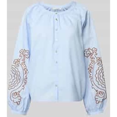 Blouse met ronde hals en motiefstitching