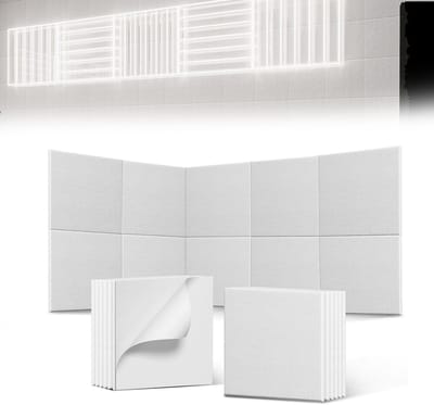 12 Stuks Ebenkwadraat Akustische Platen Zelfklevend Met Hoog Dichtheid Geluidsabsorberende Akustische Panelen Voor Geluidsisolatie Akustische Platen Geluidsabsorber Voor Plafond-/Deur-/Muurdecoratie 30x30cm Wit