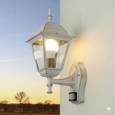 Buitenlamp met bewegingsmelder wit - Wandlamp voor tuin en veranda - IP44