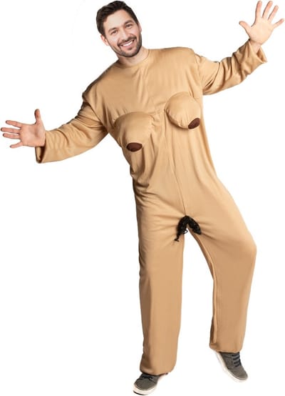 Partychimp Naakte Vrouw Kostuum Adam Zoekt Eva Vrijgezellenfeest Man voor bij Carnavalskleding Heren - Polyester - Multicolor - 1-Delig Jumpsuit - One Size