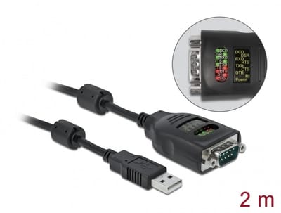 Delock USB Type-A to Serial DB9 Adapter with 9 LED RS-232 Tester