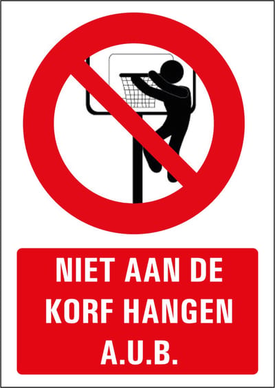 Niet aan de korf hangen tekststicker 420 x 297 mm (A3)