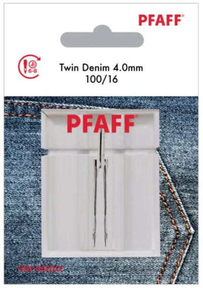 Pfaff Tweelingnaald Denim / 100 / 4 mm (1 stuk) Naalden