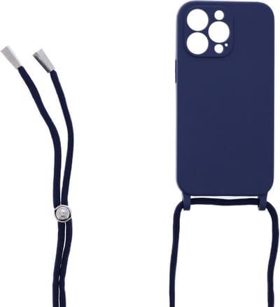 Ketting silicone telefoonhoesje Geschikt voor: iPhone 13 Pro - TPU - Silicone - Donkerblauw - ZT Accessoires