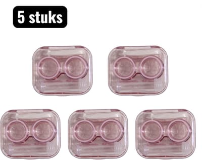 5 stuks - Lenzendoosjes - Opbergdoos - Creatief Contactlenzen Doosje - Transparant Mini Reis Etui - Multifunctionele brillenkoker - Roze