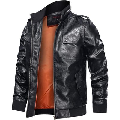 Nieuw Casual Heren PU Leren Jas Herfst Opstaande Kraag Grote Maat Leren Jas Modejas voor Heren 5XL