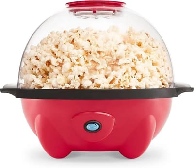Popcornmachine Elektrisch - Popcornmaker Roerend - Thuis Films Kijken - Deksel Serveerschaal - 18 Kopjes - Rood