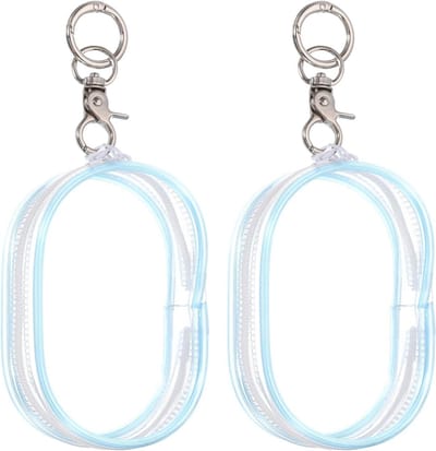 Presentatietas figuren - Displaytas poppen - Draagbare mini-pop - Sleutelhanger - Opberghanger - Transparant - PVC - Ovaal blauw - Geschikt voor 9,94 inch - 2 stuks