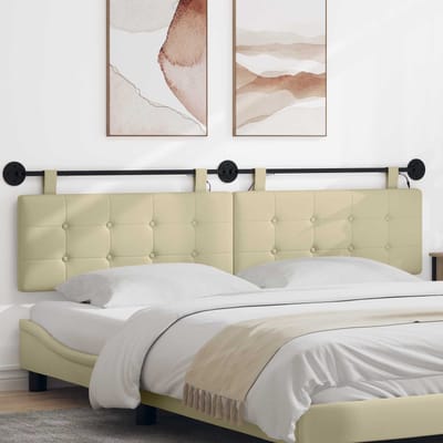 vidaXL - Hangend - hoofdbord - Met - LED-verlichting - Crèmekleurig - Kunstleer