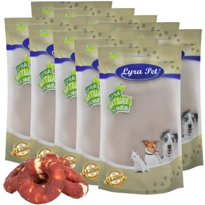 1 - 10 kg Lyra Pet® kauwringen met reepjes eendenborst